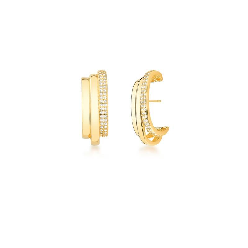 Brinco Ear Hook Liso E Zircônias