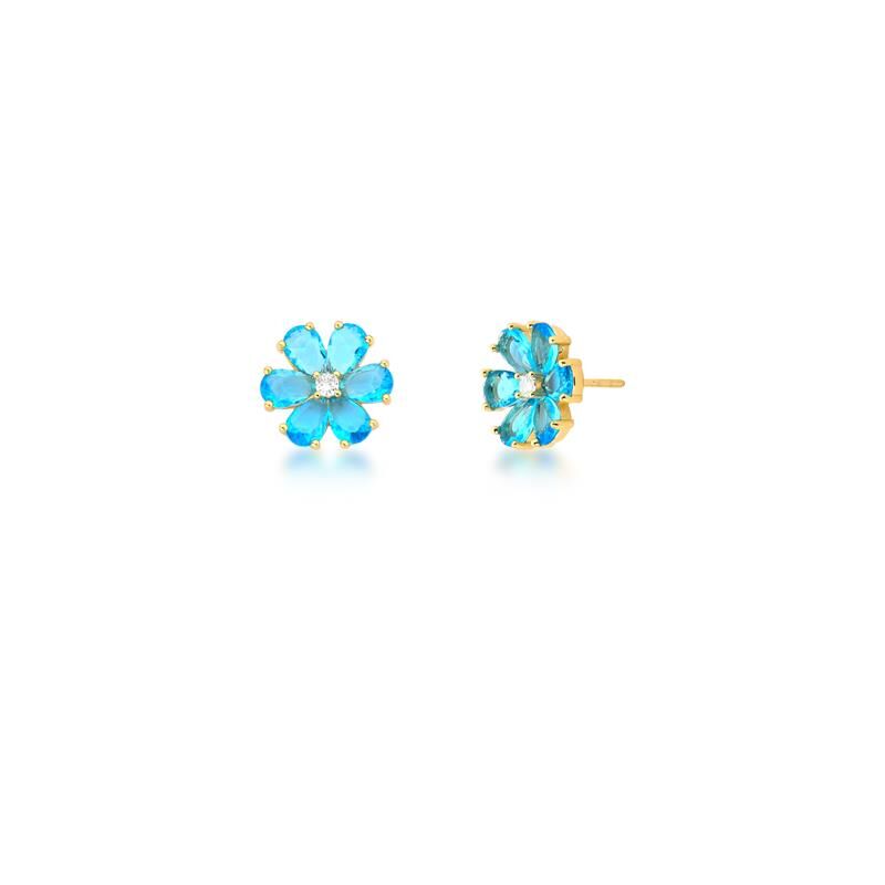 Brinco De Flor Com Cristais