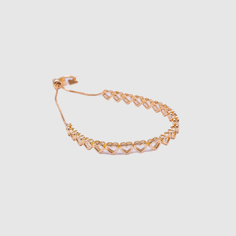 Pulseira Ajuste Corações Dourada