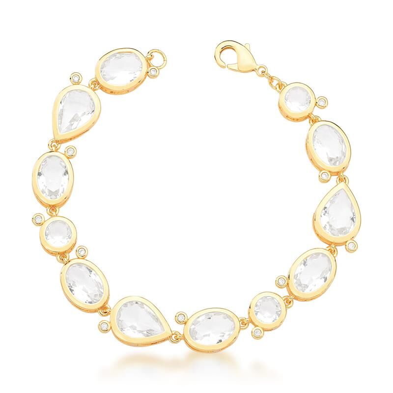 Pulseira Com Cristais Diversos Brancos Incolor