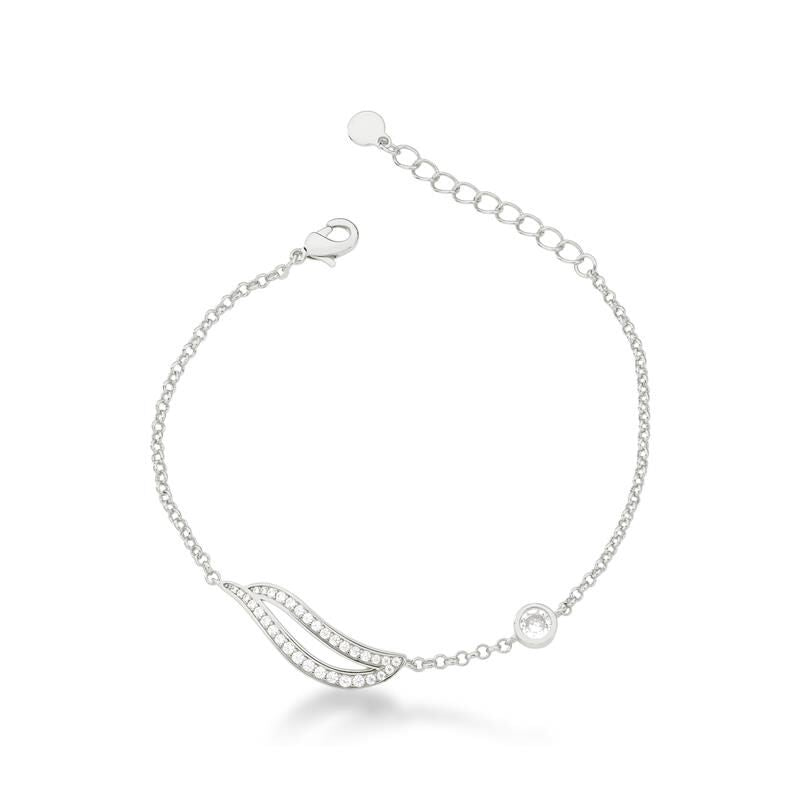 Pulseira De Asa Cravejada De Zircônias E Cristal
