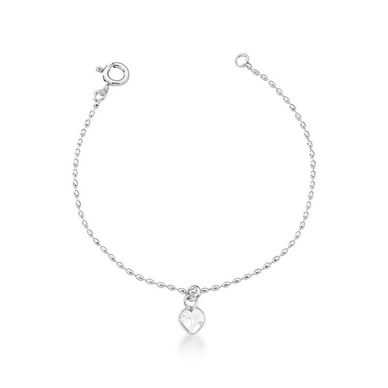 Pulseira Kids Com Pingente De Cristal Coração