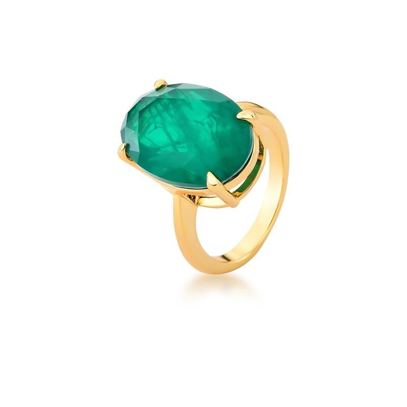 Anel Com Cristal Oval