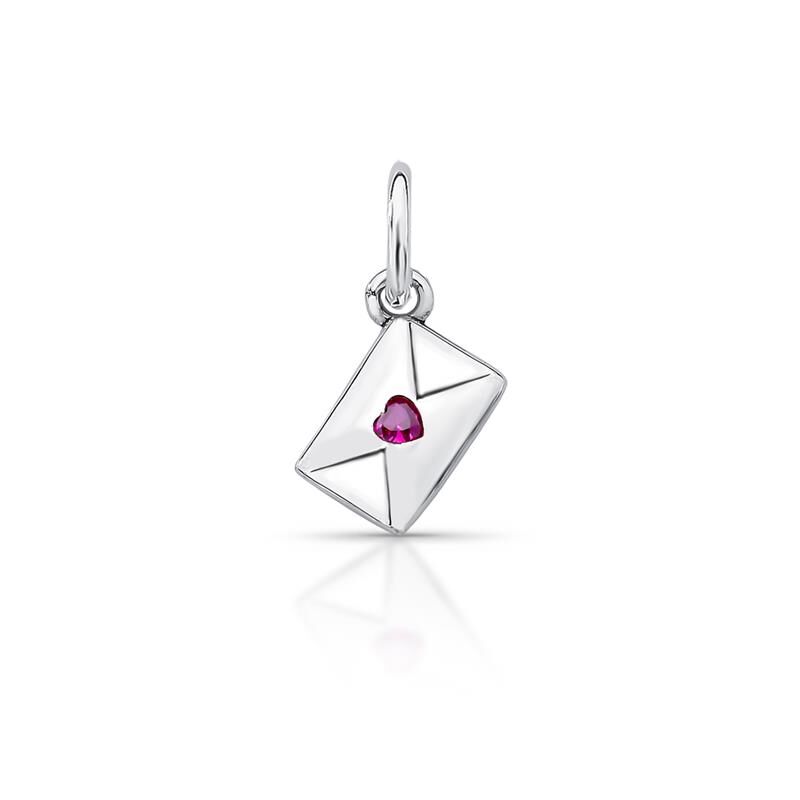 Berloque De Carta Com Cristal Coração