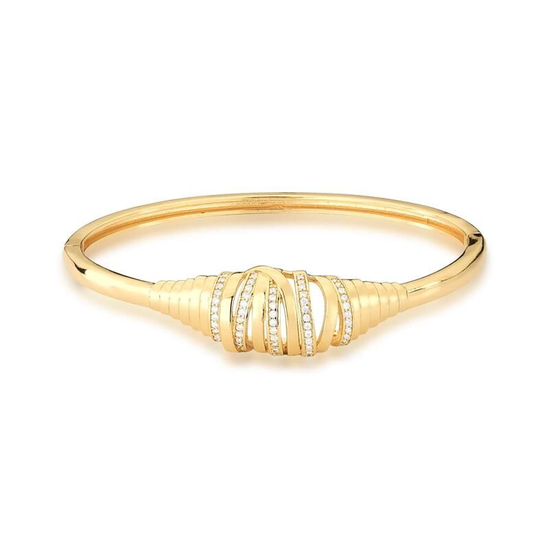 Bracelete Abaulado Trançado Liso E Cravejado