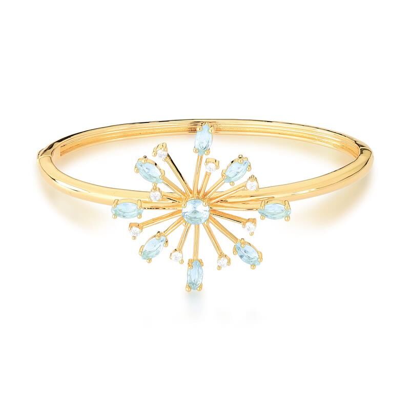 Bracelete Com Pingente De Flor Água Marinha