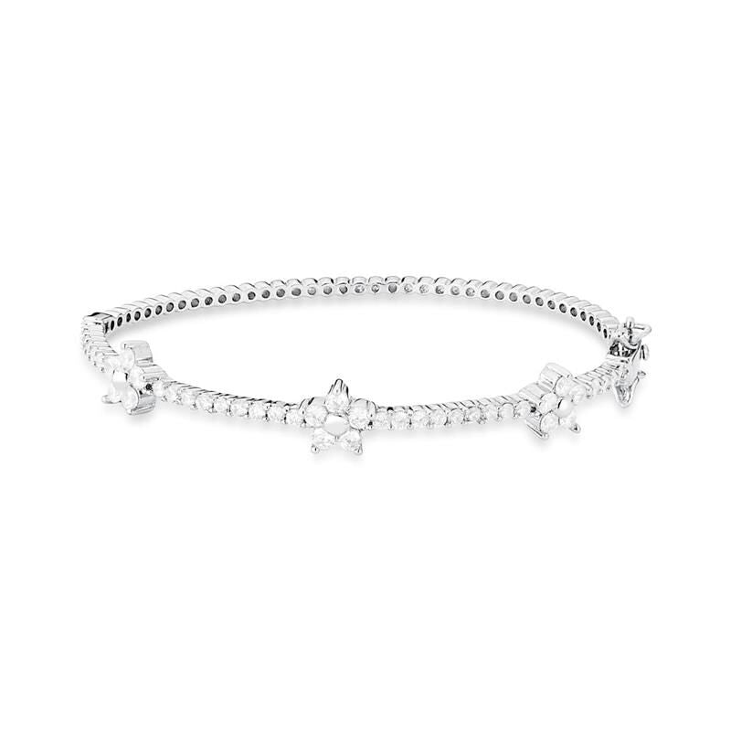 Bracelete Com Flores E Zircônias Brancas