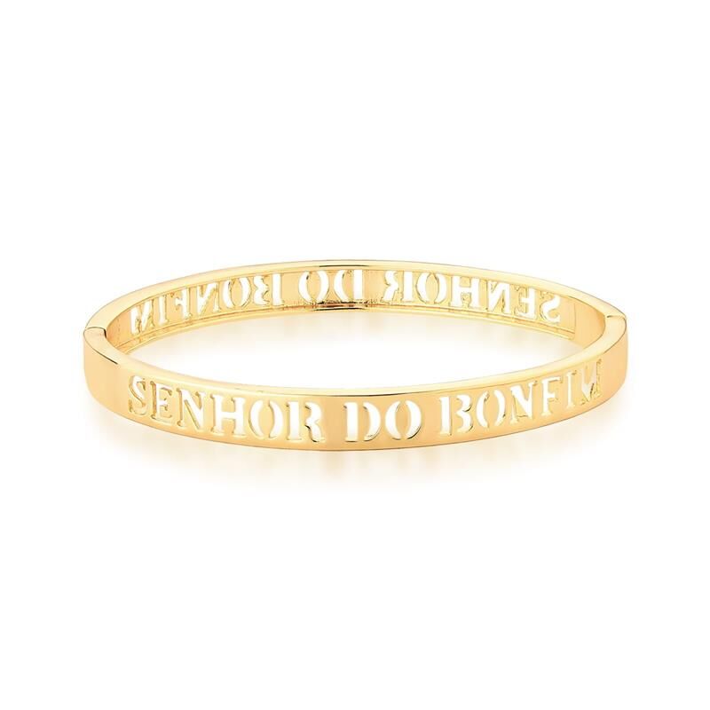 Bracelete Liso Com Escrita "Senhor Do Bonfim"