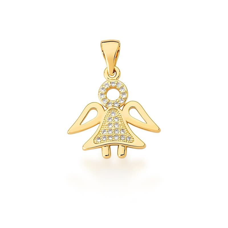 Pingente De Anjo Com Zircônias Brancas
