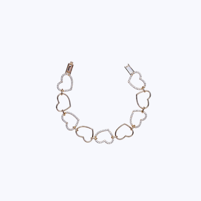 Pulseira Corações Mix Cravejado